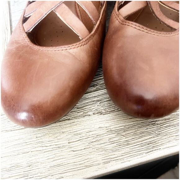 Rockport Cobblestone Strappy Jewett Round Toe Wedge Tan Leather Size 7.5 - Picture 7 of 10